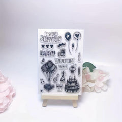 Happy Birthday Balloons Cake Stamp Holiday Card Decoration DIY Scrapbook