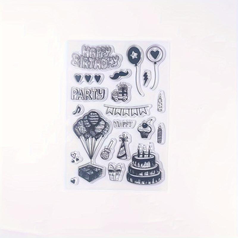 Happy Birthday Balloons Cake Stamp Holiday Card Decoration DIY Scrapbook