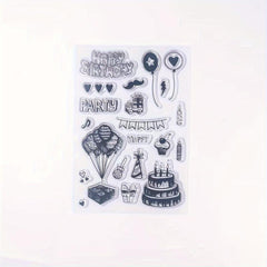 Happy Birthday Balloons Cake Stamp Holiday Card Decoration DIY Scrapbook