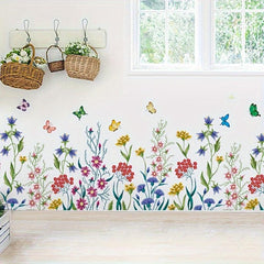 Chrysanthemum Dragonfly Wall Paste - Peel and Stick Flower Butterfly Stickers