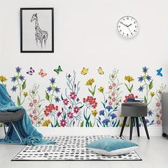 Chrysanthemum Dragonfly Wall Paste - Peel and Stick Flower Butterfly Stickers