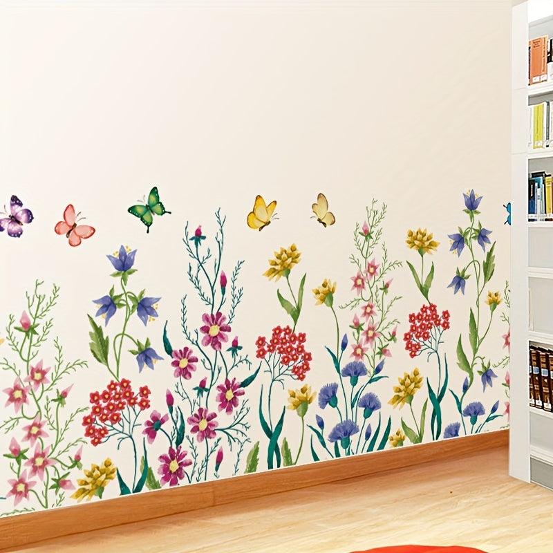 Chrysanthemum Dragonfly Wall Paste - Peel and Stick Flower Butterfly Stickers