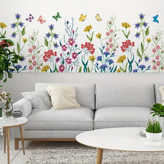 Chrysanthemum Dragonfly Wall Paste - Peel and Stick Flower Butterfly Stickers
