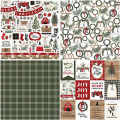 12pcs Large Farmhouse Christmas Paper for DIY Gift, Arts Crafts