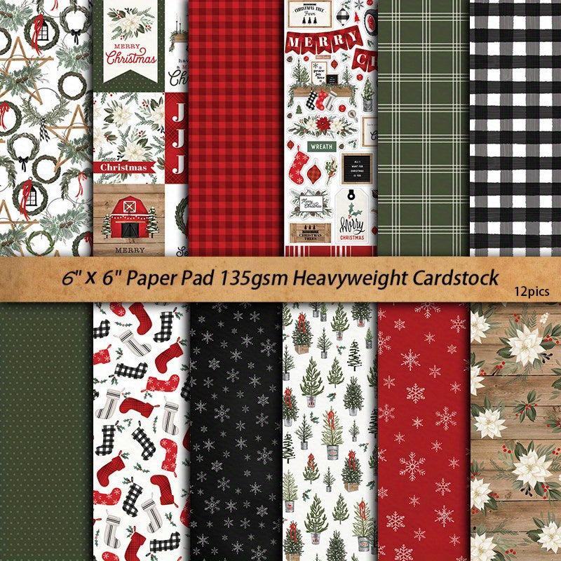 12pcs Large Farmhouse Christmas Paper for DIY Gift, Arts Crafts
