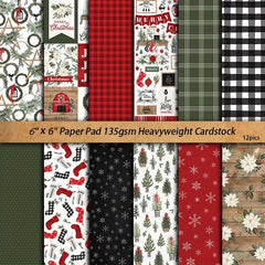12pcs Large Farmhouse Christmas Paper for DIY Gift, Arts Crafts
