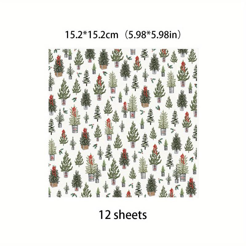12pcs Large Farmhouse Christmas Paper for DIY Gift, Arts Crafts