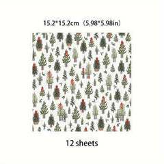 12pcs Large Farmhouse Christmas Paper for DIY Gift, Arts Crafts