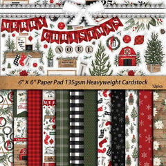 12pcs Large Farmhouse Christmas Paper for DIY Gift, Arts Crafts