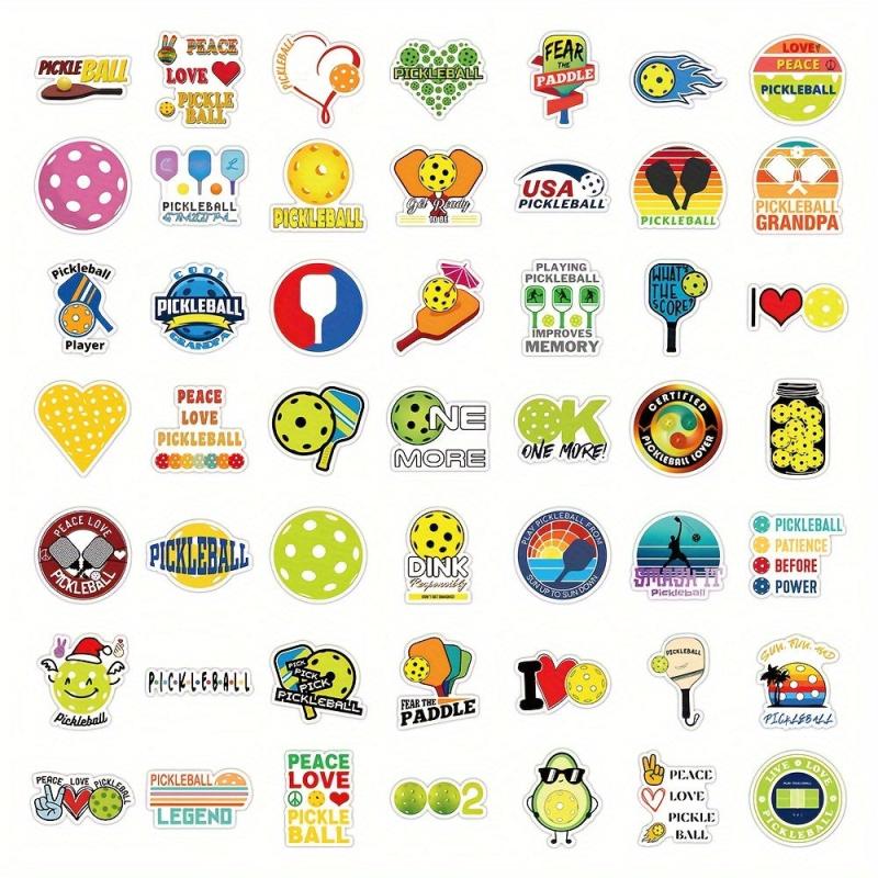 100pcs Pickleball Stickers - Creative Graffiti Self adhesive Label Stickers
