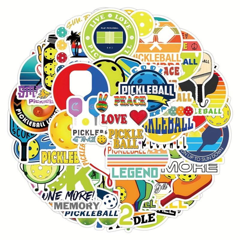 100pcs Pickleball Stickers - Creative Graffiti Self adhesive Label Stickers