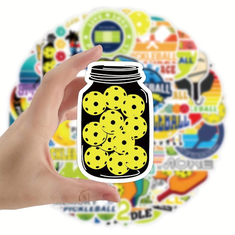 100pcs Pickleball Stickers - Creative Graffiti Self adhesive Label Stickers