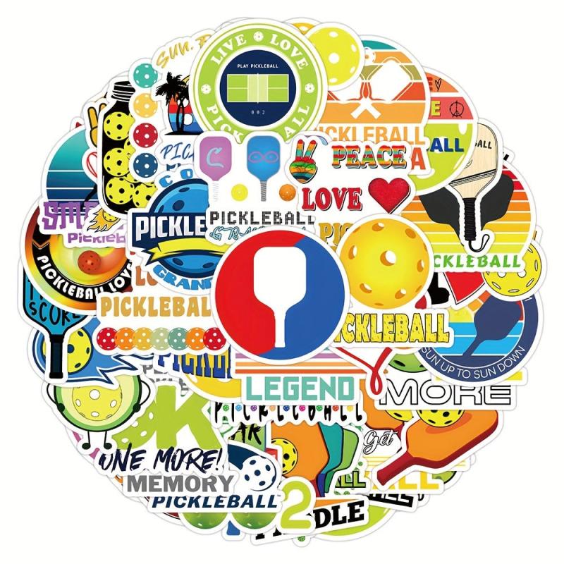 100pcs Pickleball Stickers - Creative Graffiti Self adhesive Label Stickers