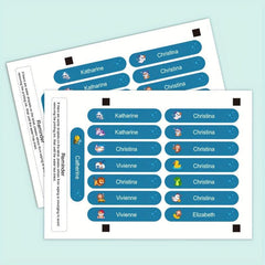 Personalized National Flag Name Labels for School Supply Labeling