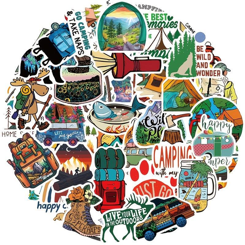 50pcs Camping Adventure Stickers Outdoor Exercise Mountaineering Vinyl Sticker