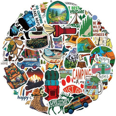 50pcs Camping Adventure Stickers Outdoor Exercise Mountaineering Vinyl Sticker