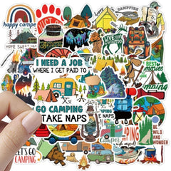 50pcs Camping Adventure Stickers Outdoor Exercise Mountaineering Vinyl Sticker