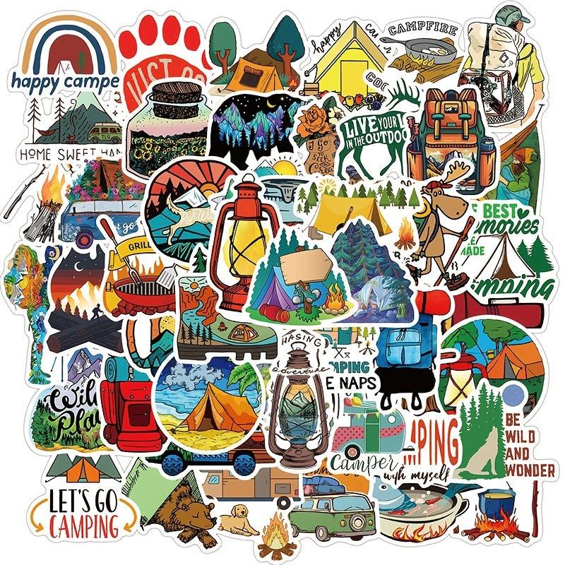50pcs Camping Adventure Stickers Outdoor Exercise Mountaineering Vinyl Sticker