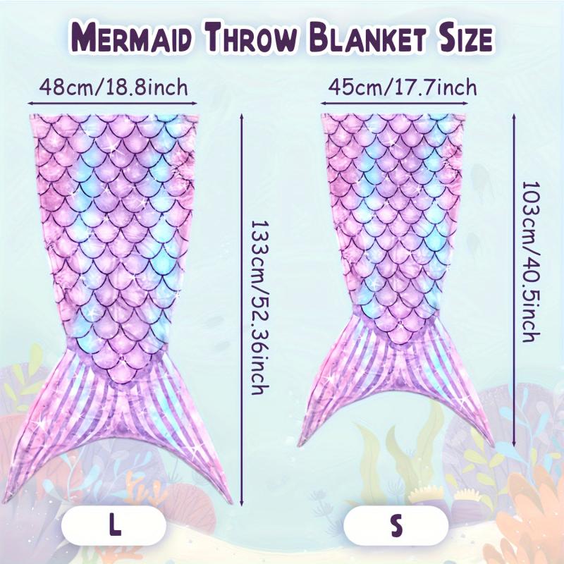 Soft Glitter Mermaid Throw Blanket - Ideal for Sofa, Bed, and Travel