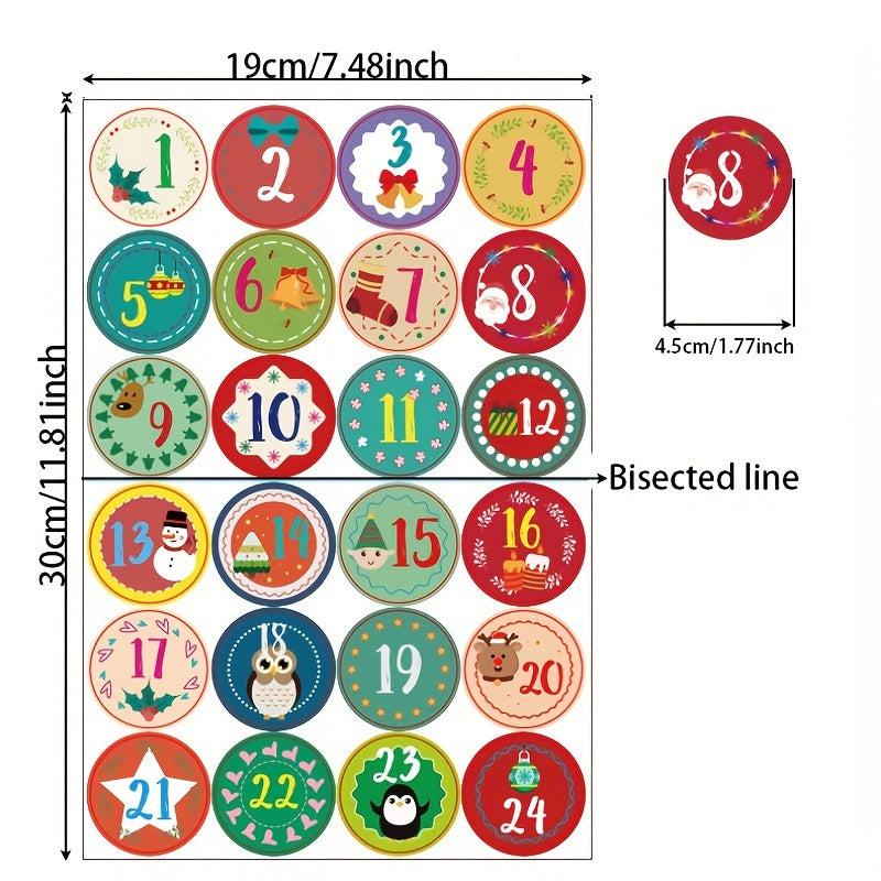 Christmas Number Stickers Self adhesive Labels Round Sealing Stickers