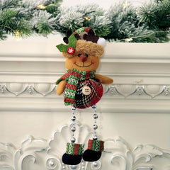 Plaid Bead Leg Pendant Doll Christmas Window Decoration