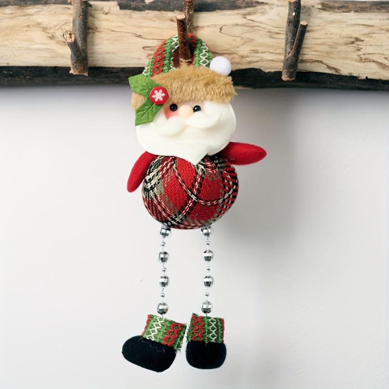 Plaid Bead Leg Pendant Doll Christmas Window Decoration