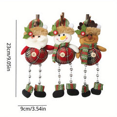 Plaid Bead Leg Pendant Doll Christmas Window Decoration