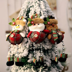 Plaid Bead Leg Pendant Doll Christmas Window Decoration
