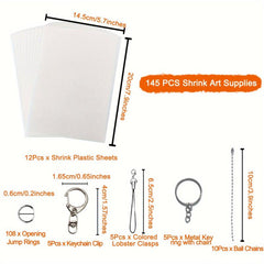 145pcs Heat Shrink Film Sheets DIY Keychains Halloween