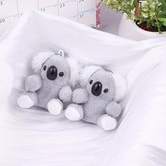 Gray Koala Bear Plush Stuffed Animal Keychain Backpack Car Bag Key Ring