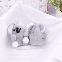 Gray Koala Bear Plush Stuffed Animal Keychain Backpack Car Bag Key Ring
