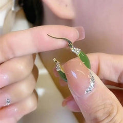 Green Crystal Inlaid C Earrings High-end Fashion Jewelry