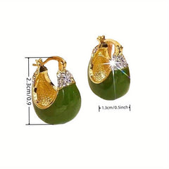 Green Crystal Inlaid C Earrings High-end Fashion Jewelry