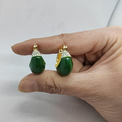Green Crystal Inlaid C Earrings High-end Fashion Jewelry