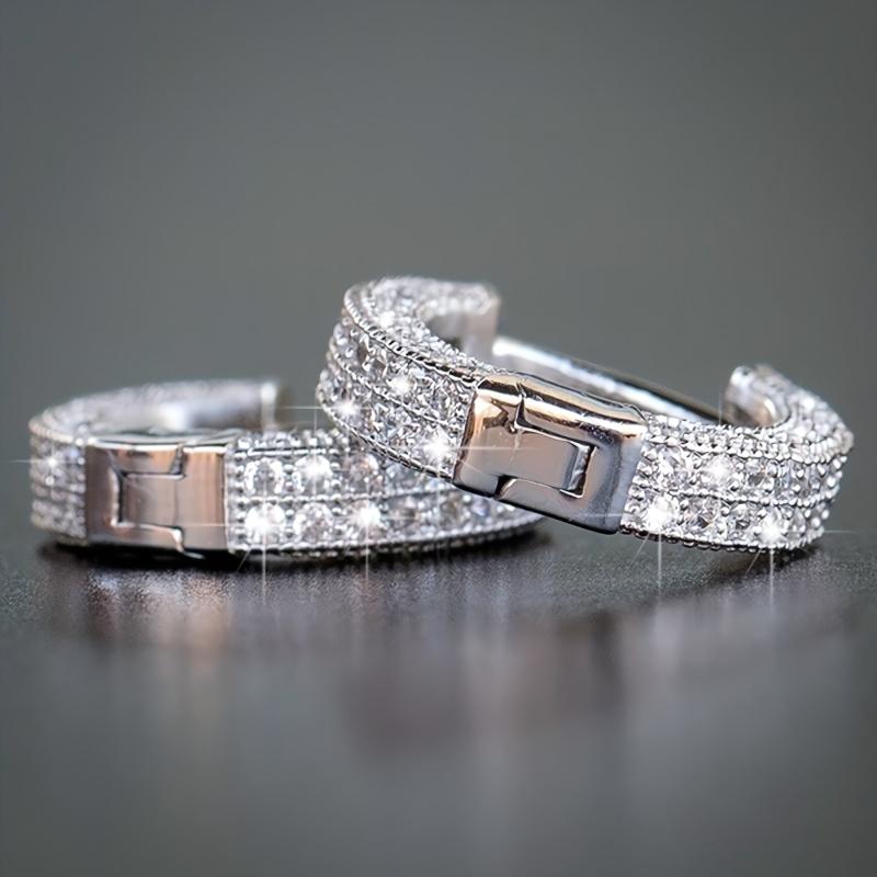 Zircon Micro-set Compact Hoop Earrings
