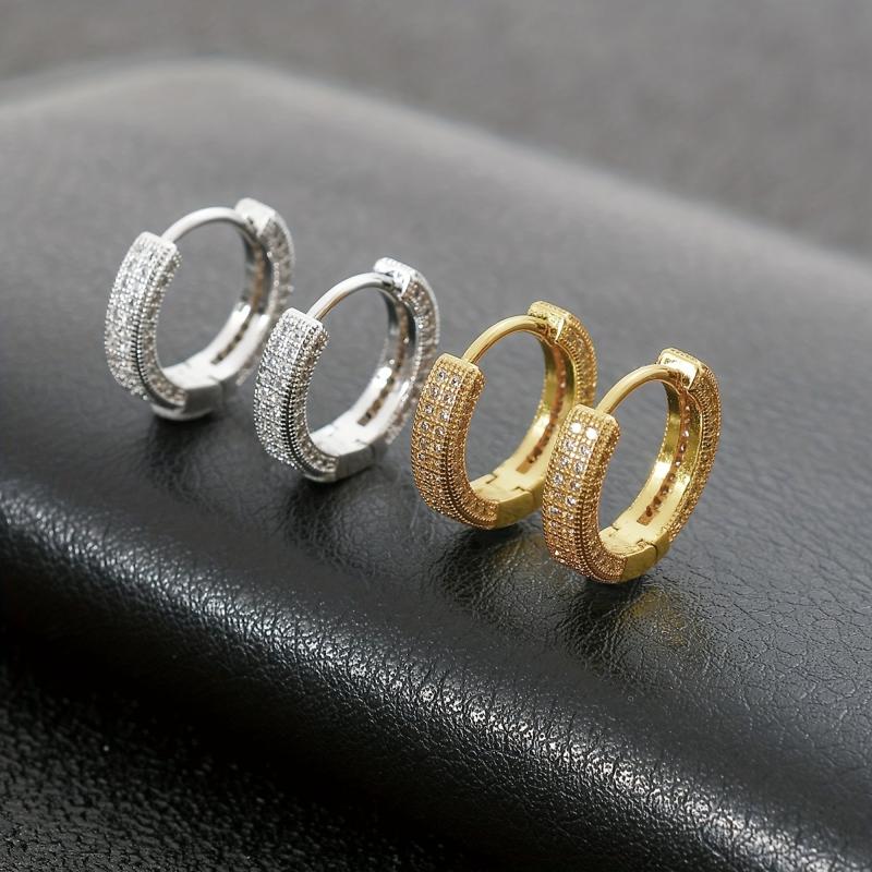 Zircon Micro-set Compact Hoop Earrings