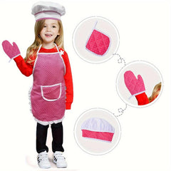 Children's Kitchen Utensils Set with Apron Dress Up Role Play Chef