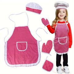 Children's Kitchen Utensils Set with Apron Dress Up Role Play Chef