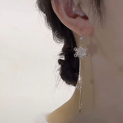 Snowflake Zircon Long Chain Dangle Earrings - Retro Party Jewelry