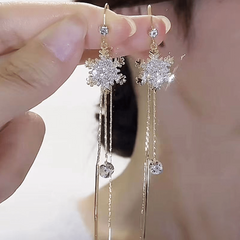 Snowflake Zircon Long Chain Dangle Earrings - Retro Party Jewelry