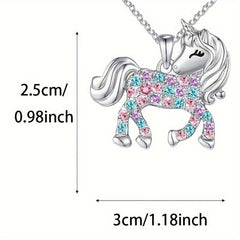 1pc Unicorn Pendant Necklace Colorful Charm Jewelry Party Holiday Gift