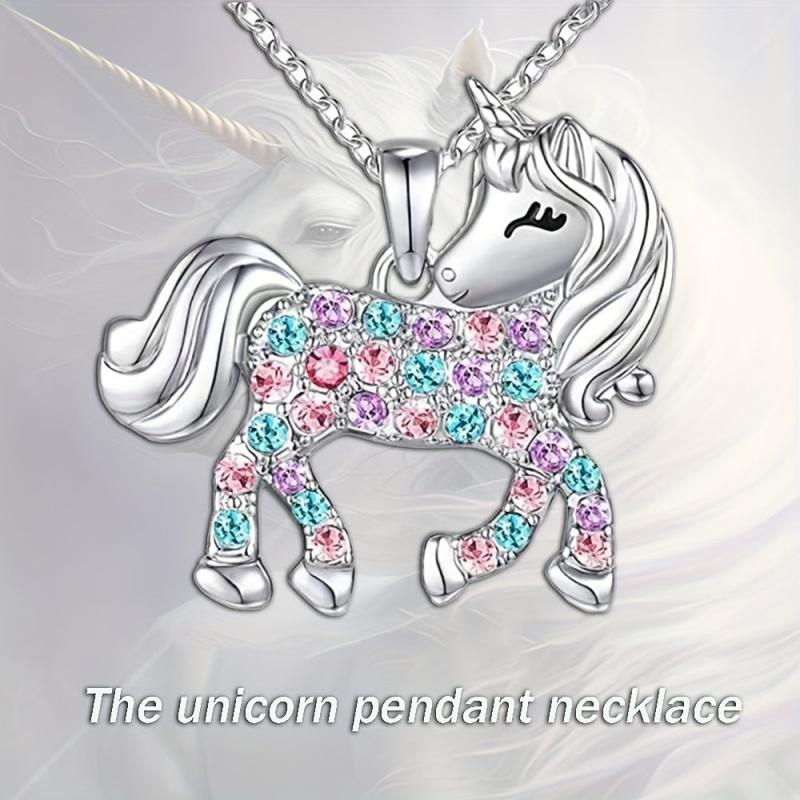 1pc Unicorn Pendant Necklace Colorful Charm Jewelry Party Holiday Gift