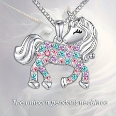 1pc Unicorn Pendant Necklace Colorful Charm Jewelry Party Holiday Gift