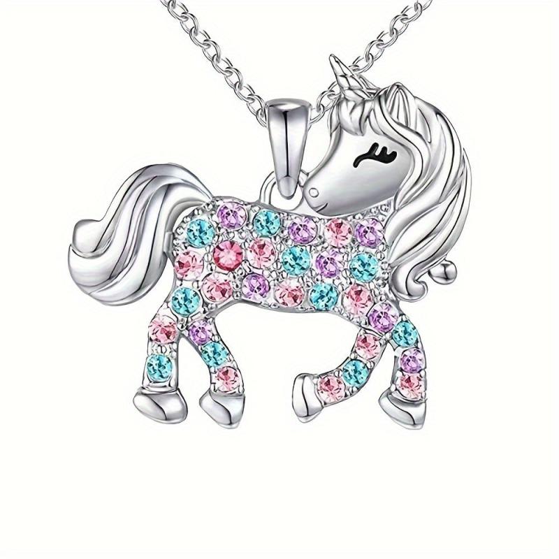 1pc Unicorn Pendant Necklace Colorful Charm Jewelry Party Holiday Gift