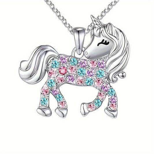 1pc Unicorn Pendant Necklace Colorful Charm Jewelry Party Holiday Gift