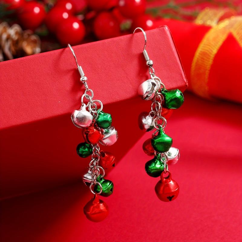 Colorful Bell Drop Earrings for Christmas Party