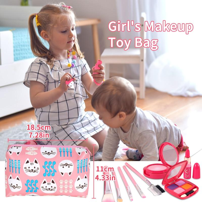 Pretend Makeup Kit For Girls Kids with Cosmetic Bag