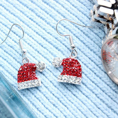 Christmas Hat Zircon Stud Earrings Party Jewelry Gift For Women Mom Friends