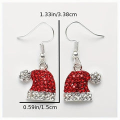 Christmas Hat Zircon Stud Earrings Party Jewelry Gift For Women Mom Friends