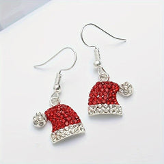 Christmas Hat Zircon Stud Earrings Party Jewelry Gift For Women Mom Friends